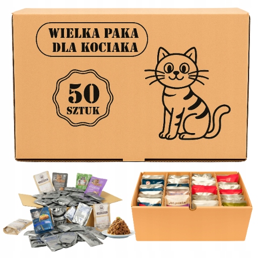 Mokré krmivo pre mačky 50 vrecúšok – mix príchutí